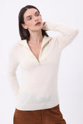 Pull Col Camioneur Zip Emy - Blanc - Femme