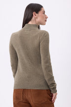 Emy Half-Zip Jumper - Mottled Khaki - Women