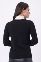 Emy Half-Zip Jumper - Navy Blue White - Women