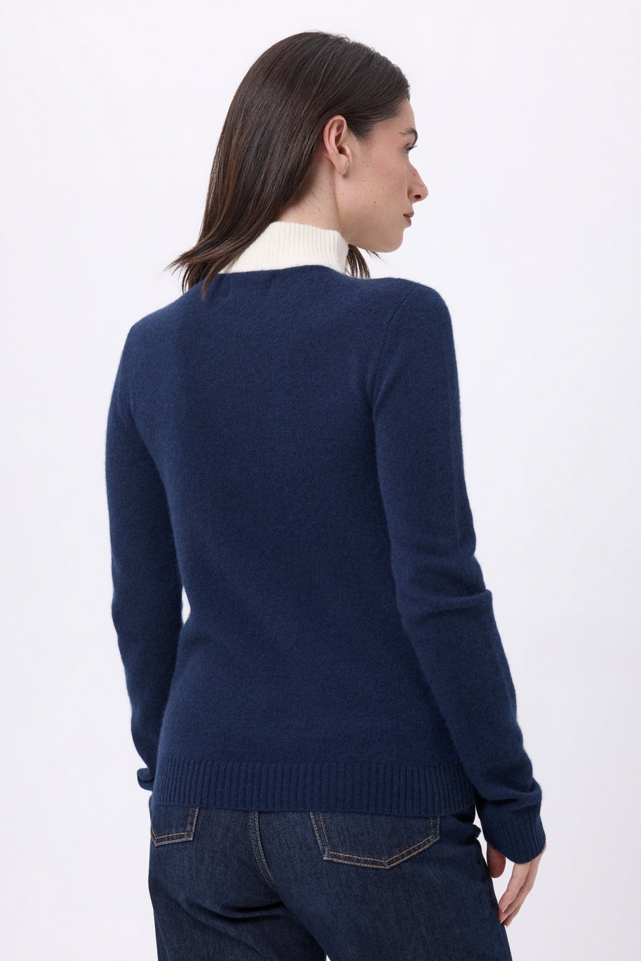 Emy Half-Zip Jumper - Navy Blue White - Women