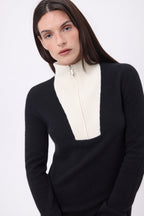 Emy Half-Zip Jumper - Navy Blue White - Women