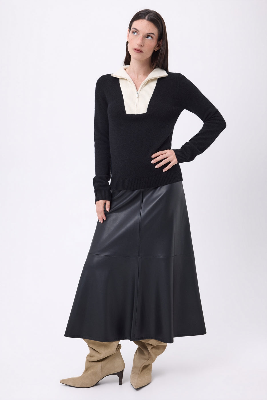 Emy Half-Zip Jumper - Navy Blue White - Women