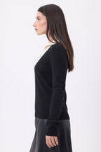 Emy Half-Zip Jumper - Navy Blue White - Women