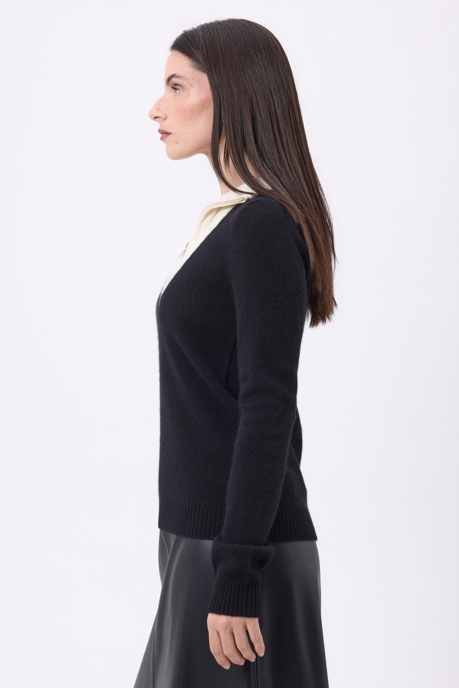 Emy Half-Zip Jumper - Navy Blue White - Women