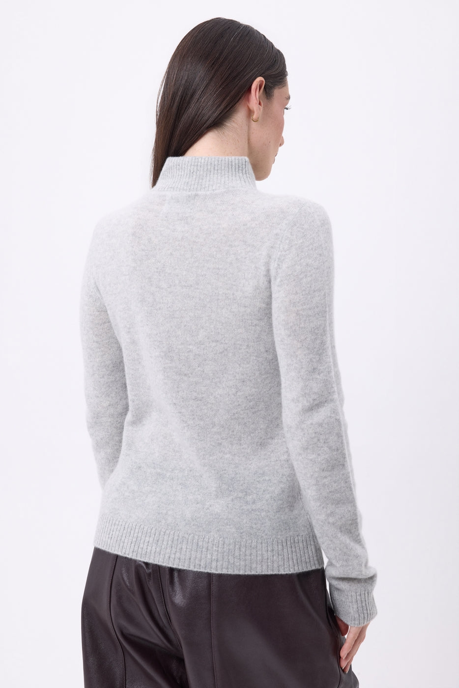Emy Half-Zip High Neck Jumper - Light Grey - Women