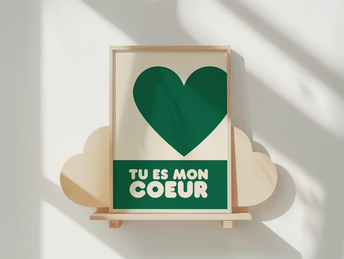 Kids - Affiche Kids Tu Es Mon Coeur - Vert