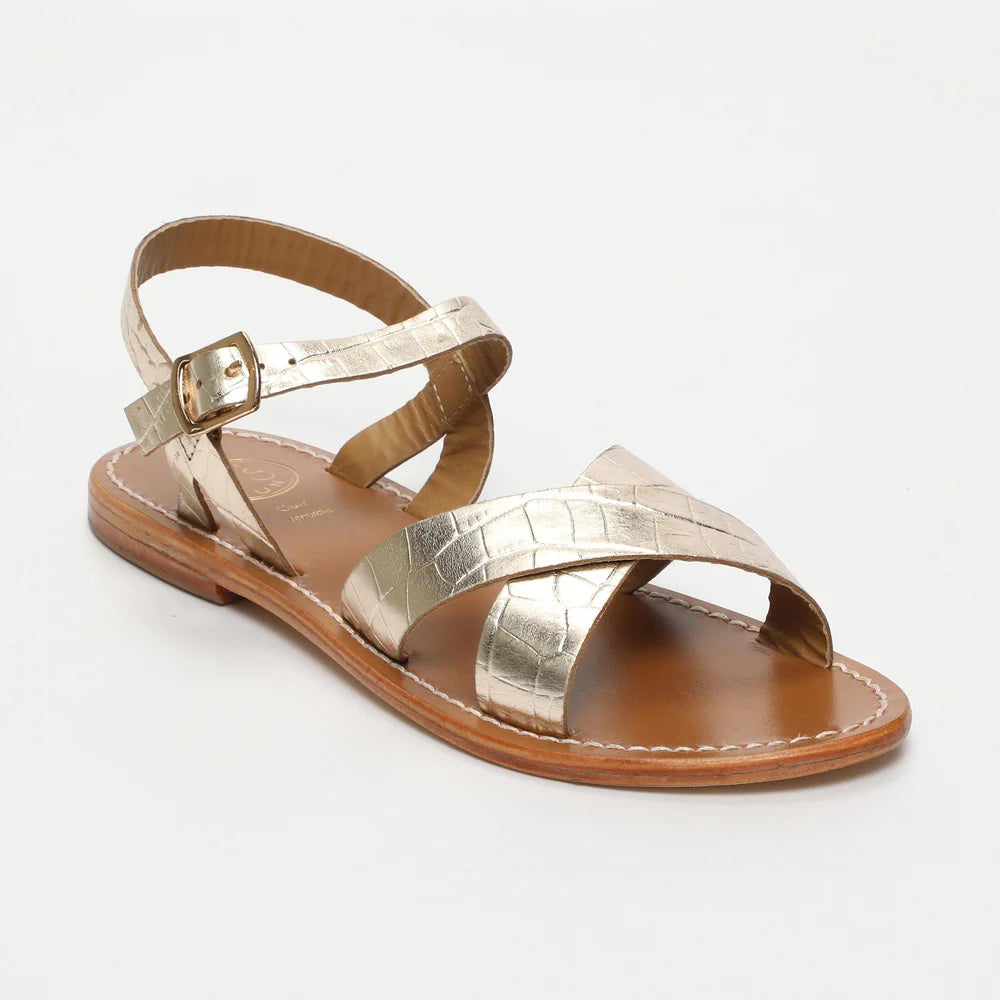 Eneya Sandals - Light Gold Croco