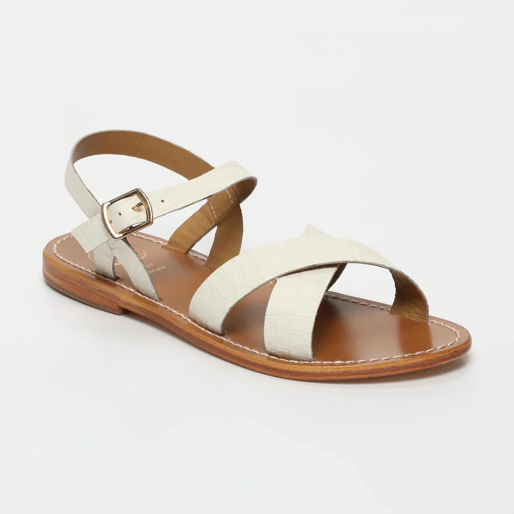 Eneya Sandals - White Croco