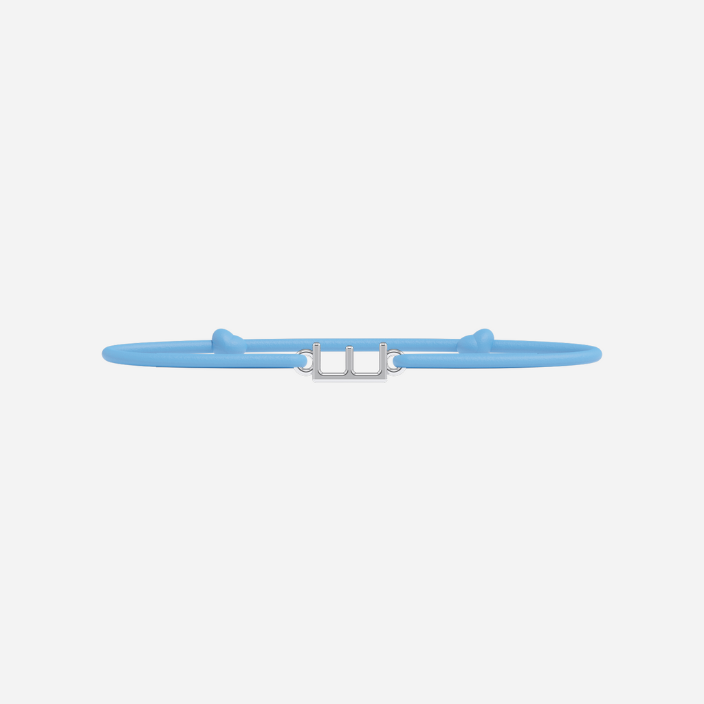 Bracelet Lettres Plaqué Argent Enfant - Bleu Ciel