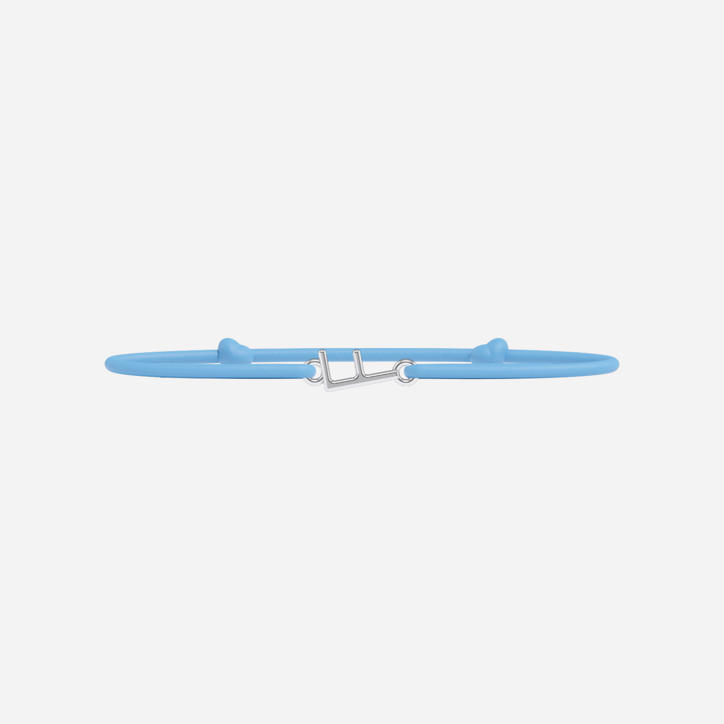 Bracelet Lettres Plaqué Argent Enfant - Bleu Ciel