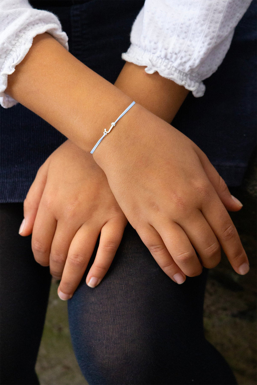 Pulsera Letras Bañada en Plata - Niño - Azul Cielo