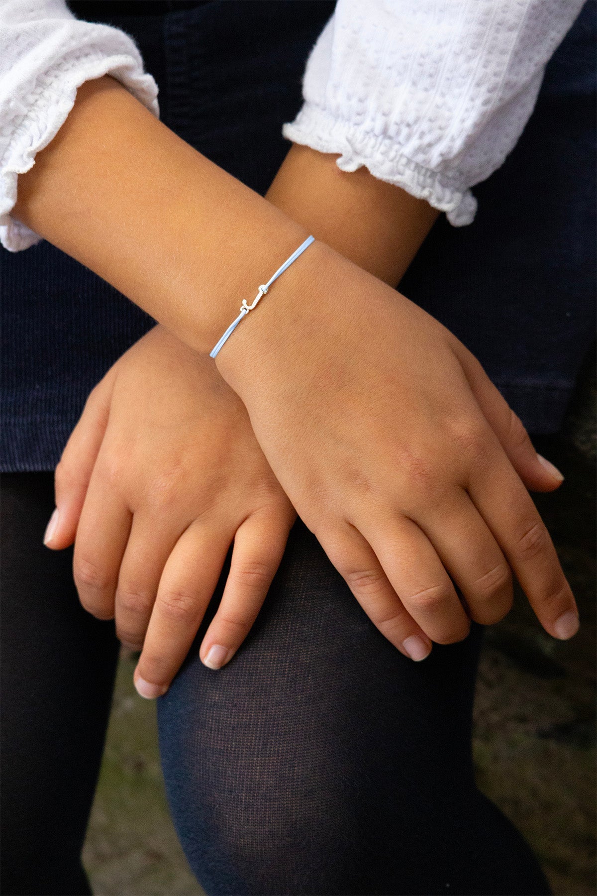Pulsera Letras Bañada en Plata - Niño - Azul Cielo