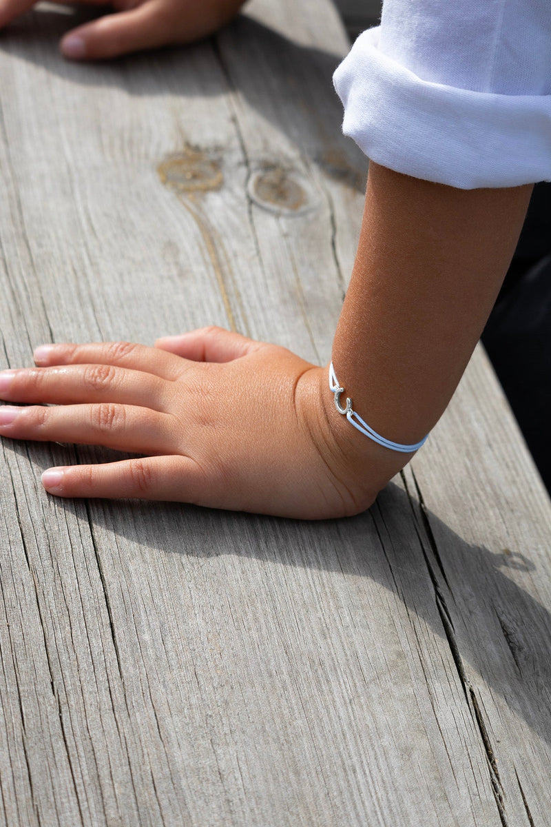 Bracelet H - Plaqué Argent Enfant - Bleu Ciel
