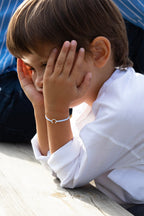 Pulsera Letras Bañada en Plata - Niño - Azul Cielo