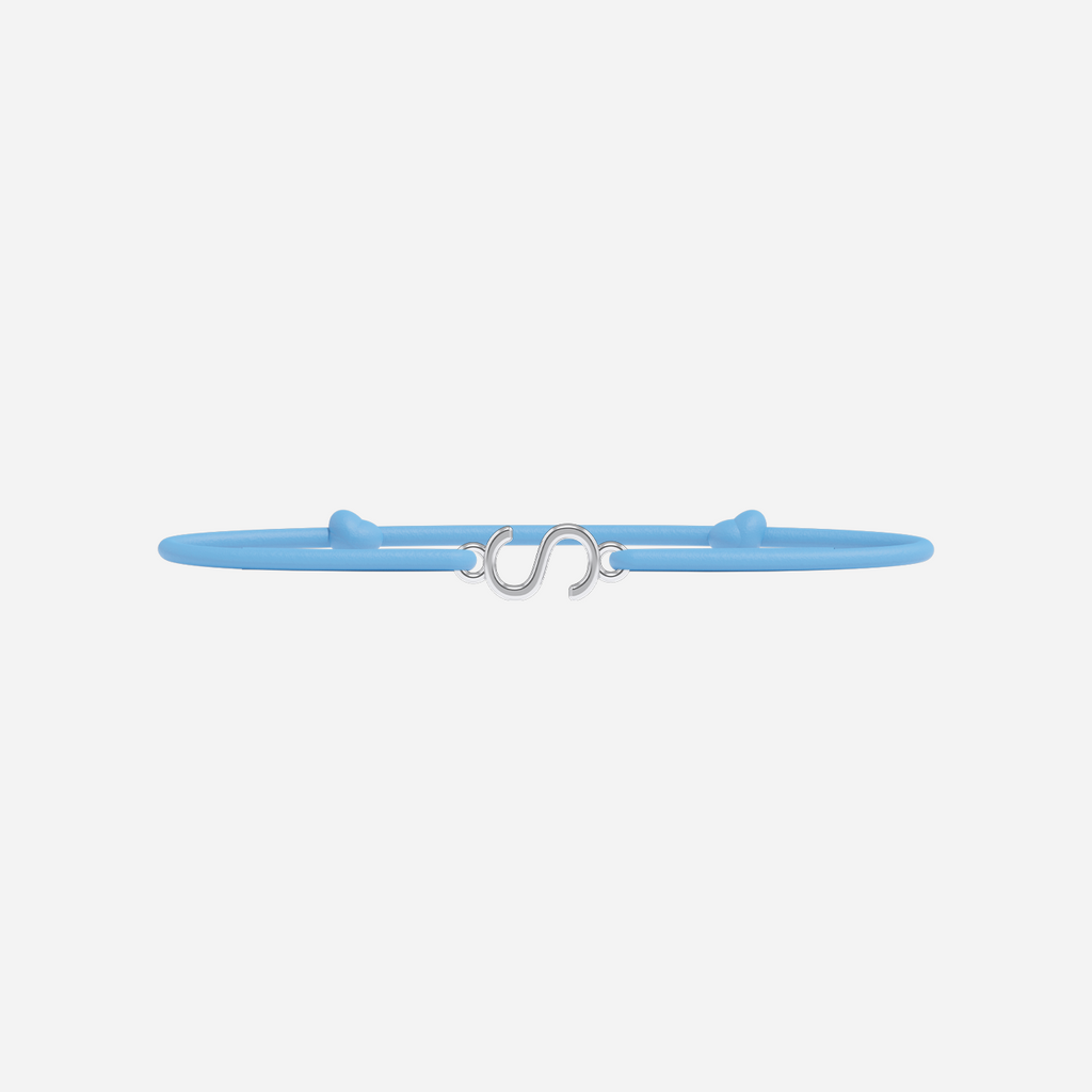 Pulsera Letras Bañada en Plata - Niño - Azul Cielo