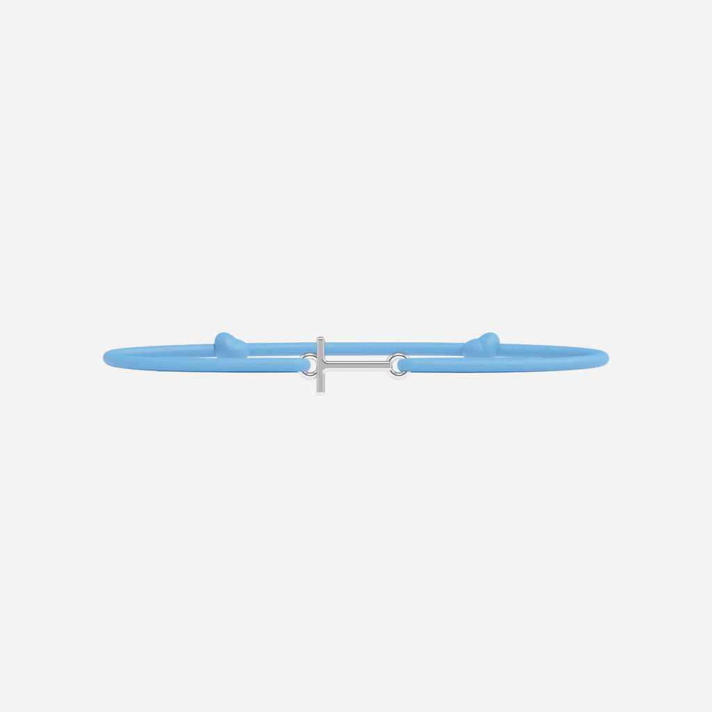 Pulsera Letras Bañada en Plata - Niño - Azul Cielo