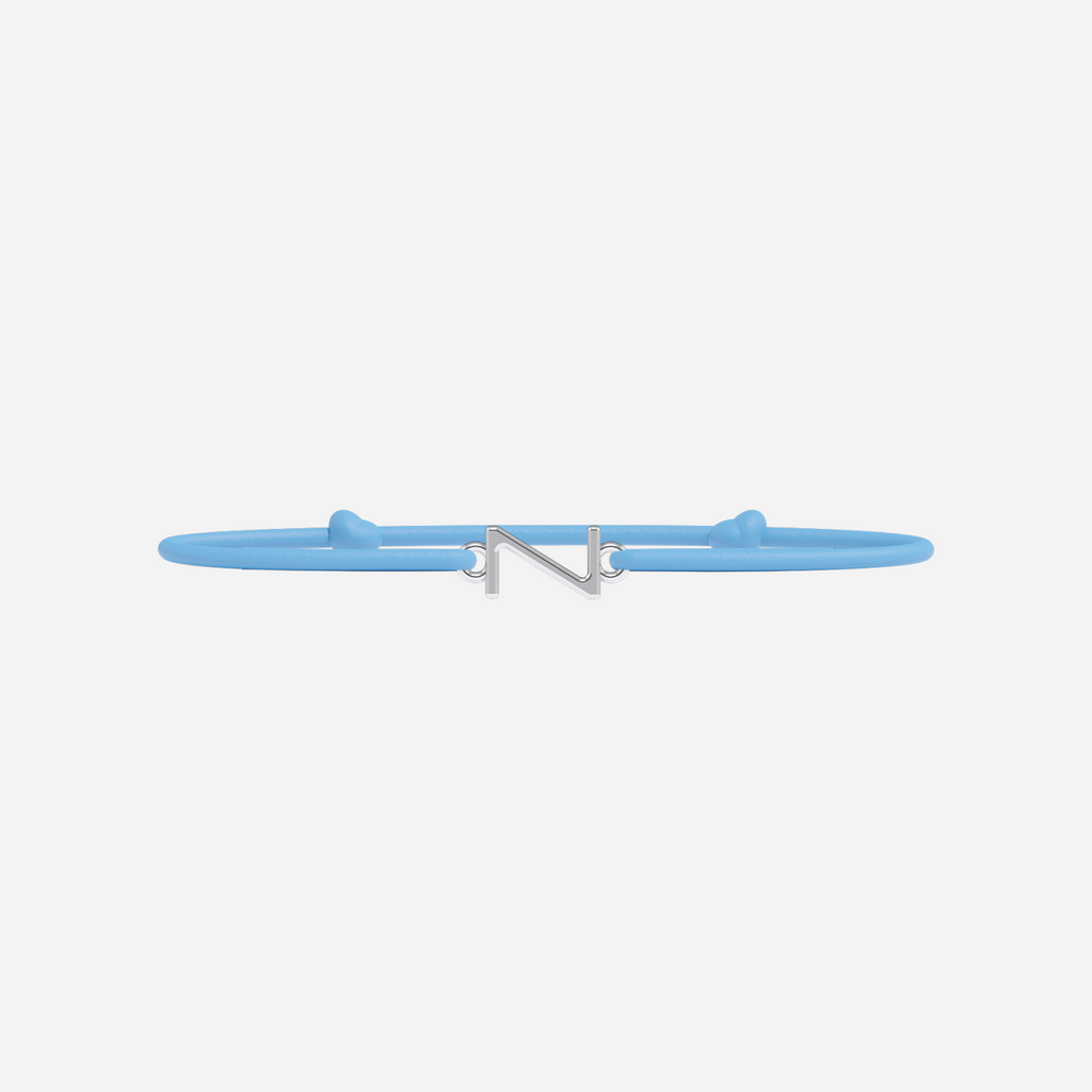 Pulsera Letras Bañada en Plata - Niño - Azul Cielo