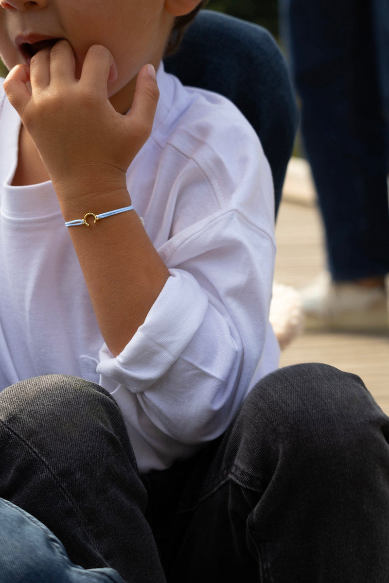 Bracelet A - Doré Enfant - Bleu Ciel