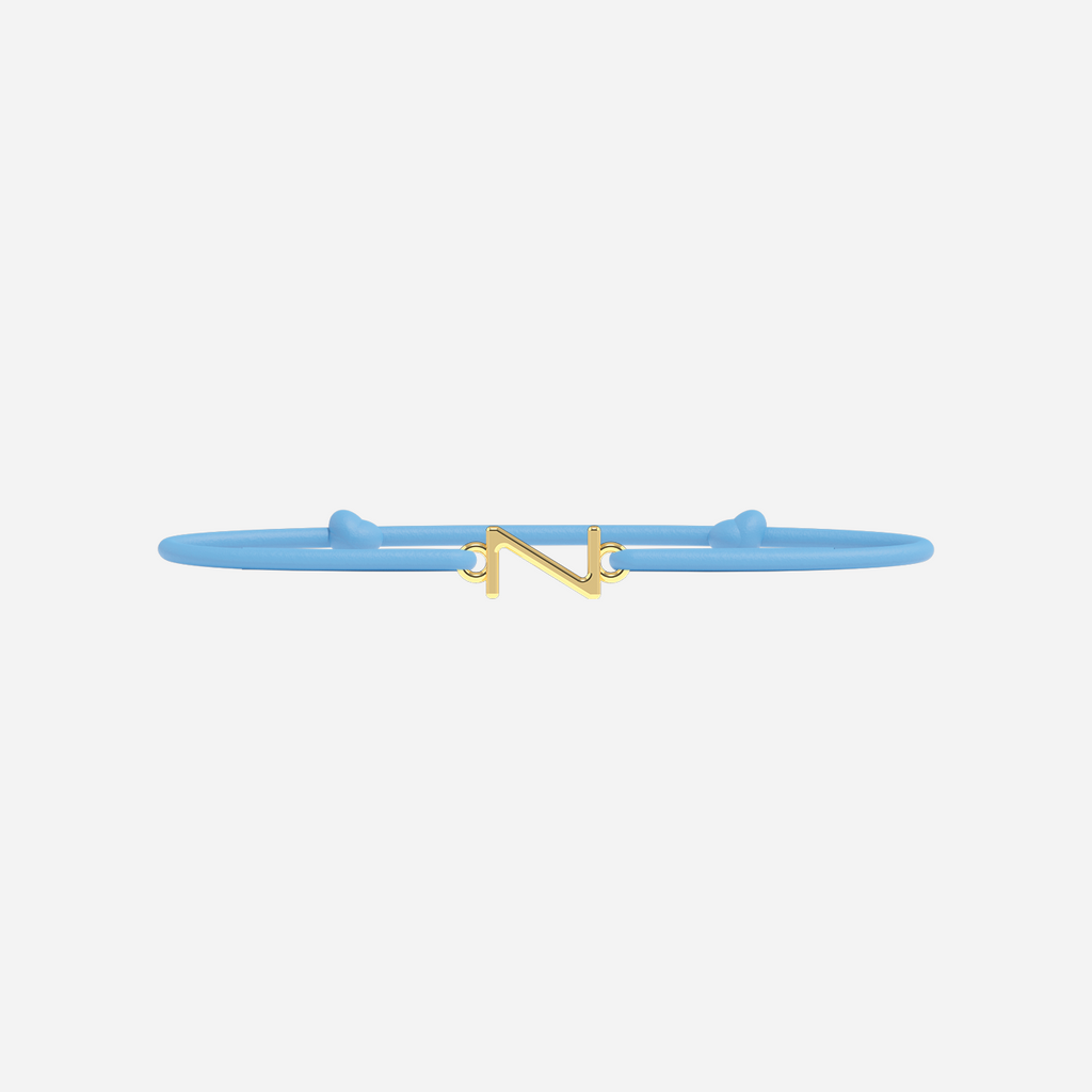 Bracelet Lettres Dorées Enfant - Bleu Ciel