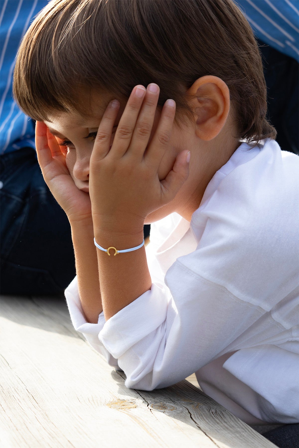 Bracelet Lettres Dorées Enfant - Bleu Ciel