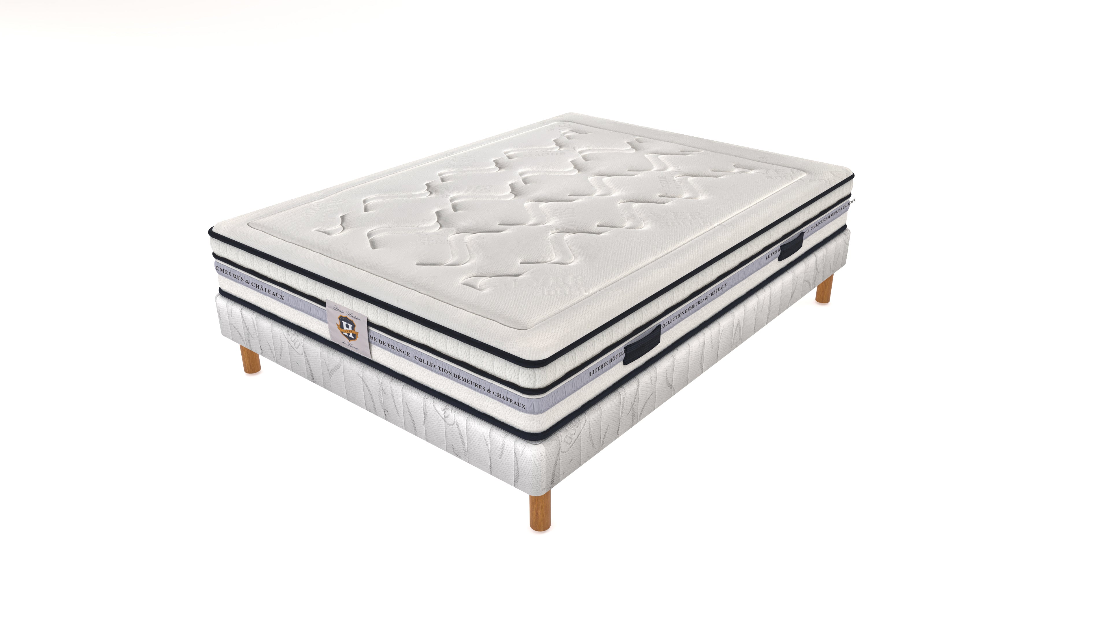 Chambourcy - Ensemble Matelas + Sommier - Blanc/Noir
