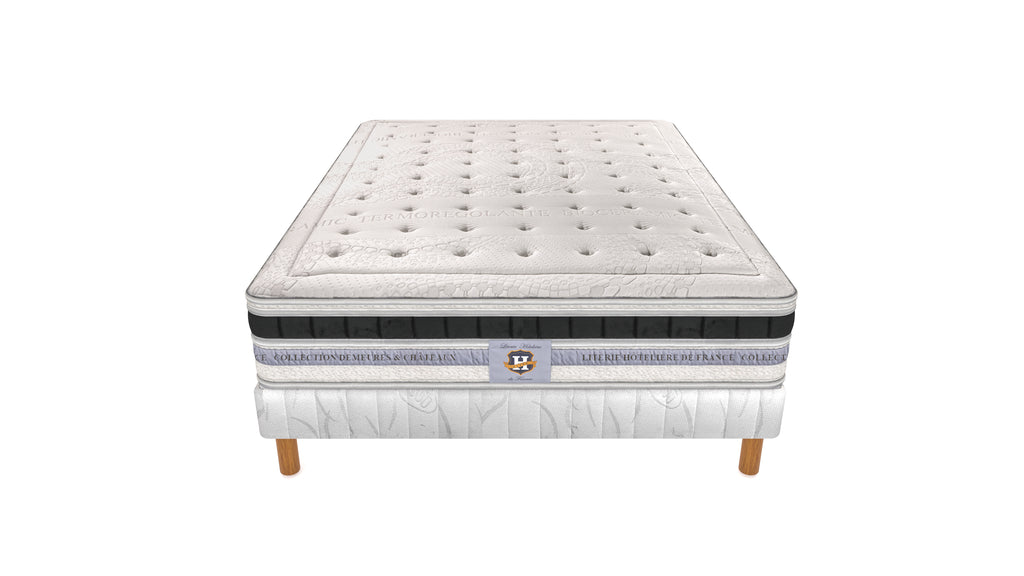 Versailles - Ensemble Matelas + Sommier - Blanc/Noir