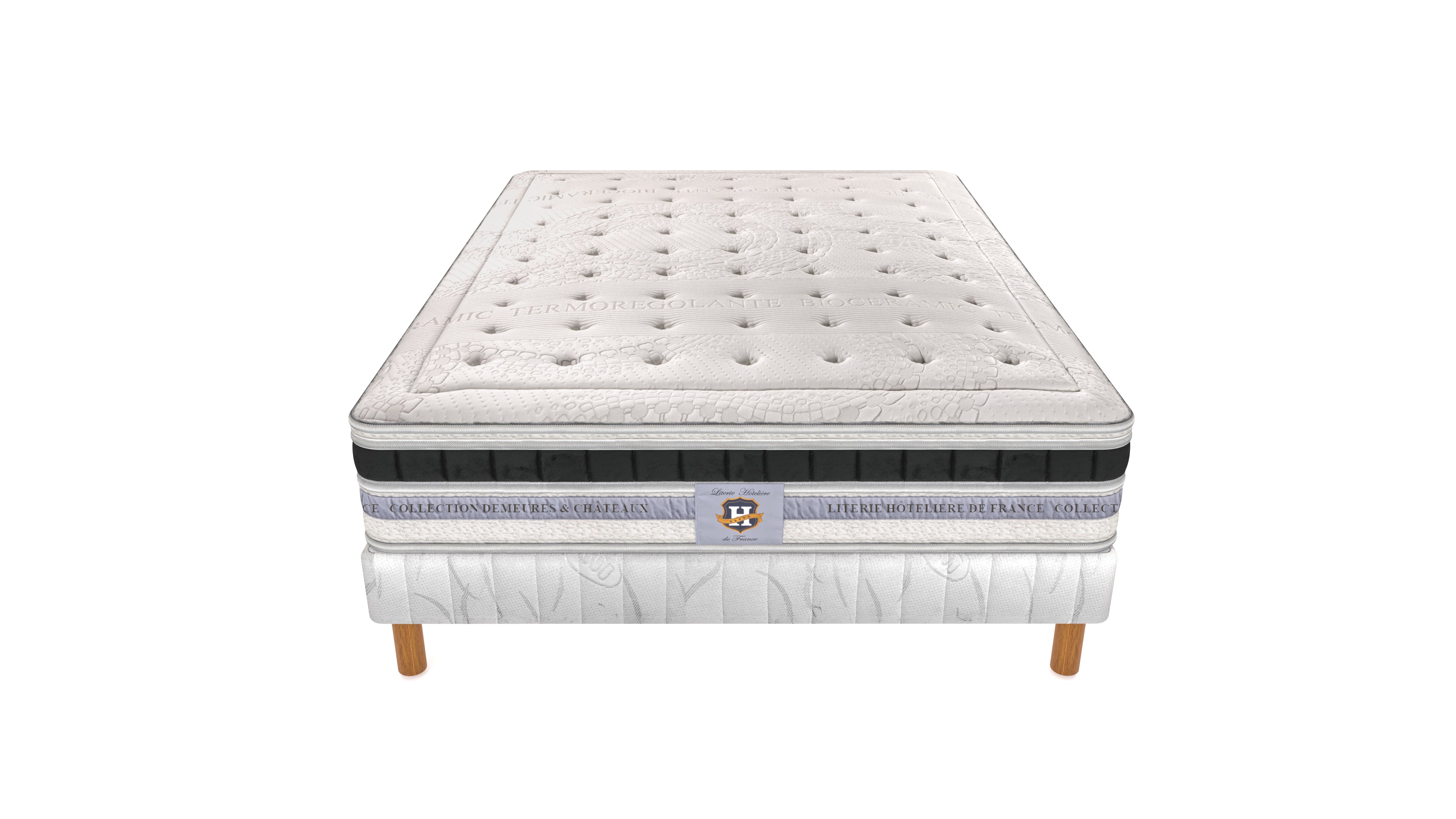 Versailles - Ensemble Matelas + Sommier - Blanc/Noir