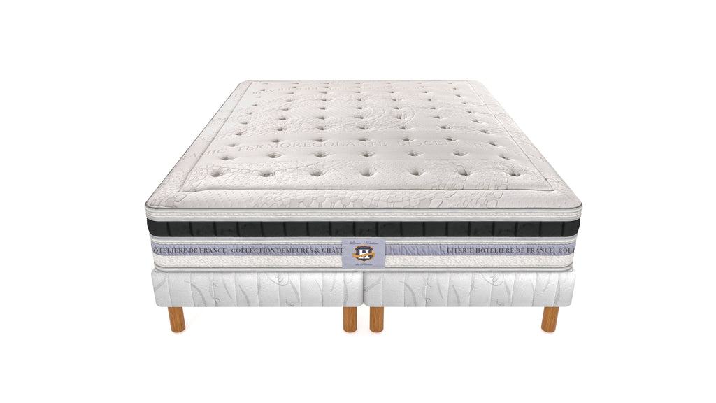 Versailles - Ensemble Matelas + Sommier - Blanc/Noir