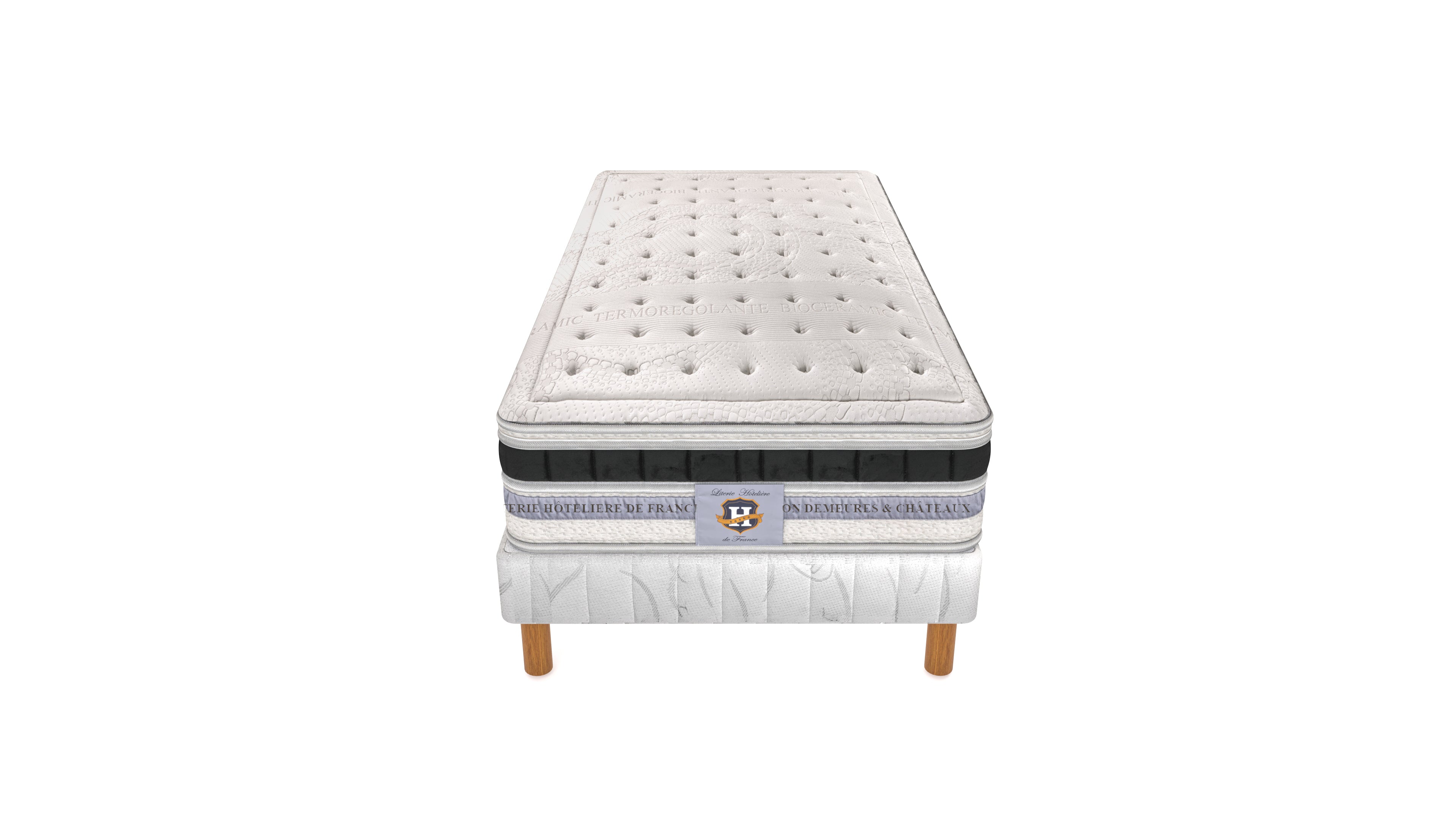Versailles - Ensemble Matelas + Sommier - Blanc/Noir