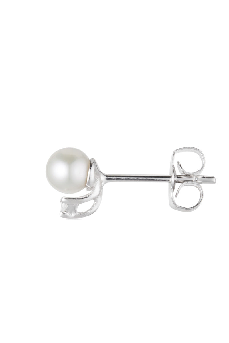 Boucles D'Oreilles "Perles Trio Brillant" Perles Blanches Et Diamants: 0,02Ct/2