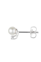 Boucles D'Oreilles "Perles Trio Brillant" Perles Blanches Et Diamants: 0,02Ct/2