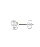 Boucles D'Oreilles "Perles Trio Brillant" - Perles Blanches Et Diamants: 0,02Ct/2 - Or Blanc