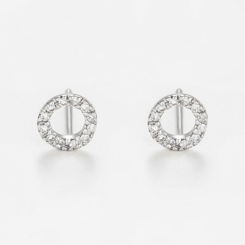 Boucles D'Oreilles "Simplicité" Diamant : 0,10" Simplicité" Diamant : 0,10Ct/24 - Or Blanc 375/1000