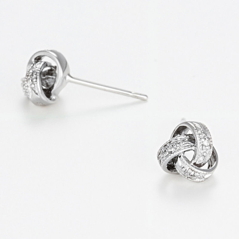 Boucles D'Oreilles "Joli Noeud" Diamants 0,02Ct/6 - Or Blanc