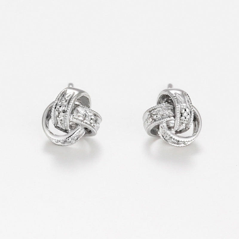 Boucles D'Oreilles "Joli Noeud" Diamants 0,02Ct/6 - Or Blanc
