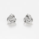 Blanc Pendientes "Joli Noeud" D0,02Ct/6 - Oro 375/1000