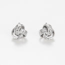 Boucles D'Oreilles "Joli Noeud" Diamants 0,02Ct/6 - Or Blanc 375/1000