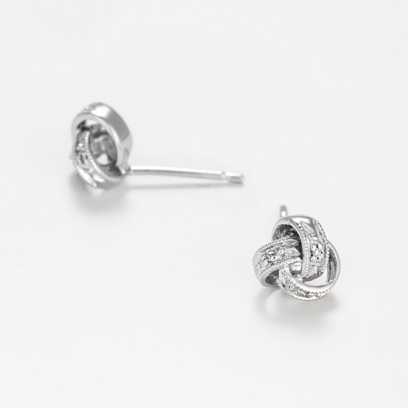 Boucles D'Oreilles "Joli Noeud" Diamants 0,02Ct/6 - Or Blanc