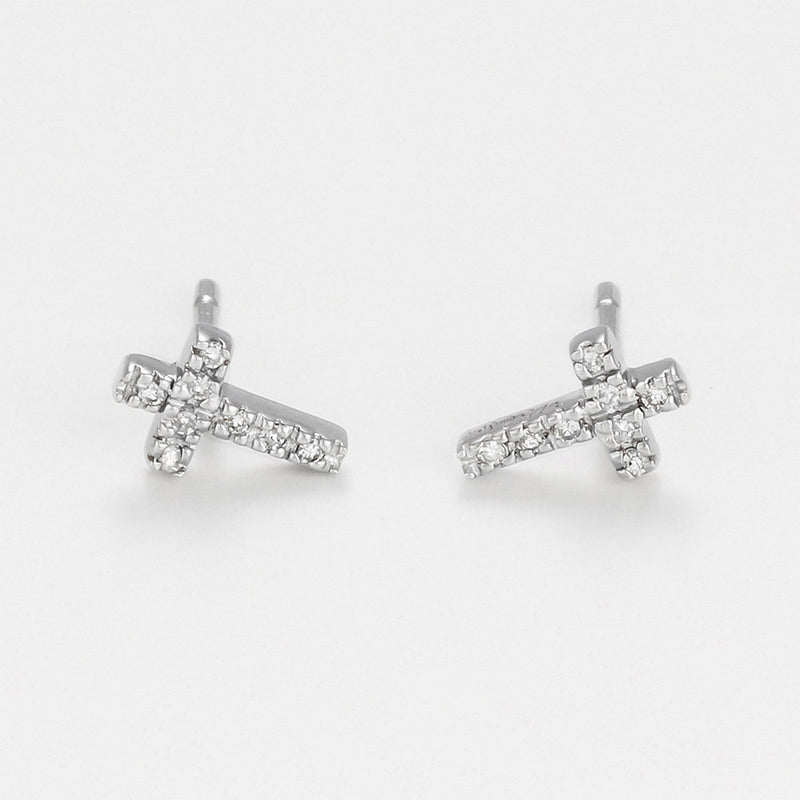 Boucles D'Oreilles "Jolie Croix" D0,05/16 - Or Blanc
