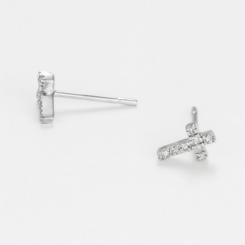 Boucles D'Oreilles "Jolie Croix" D0,05/16 - Or Blanc