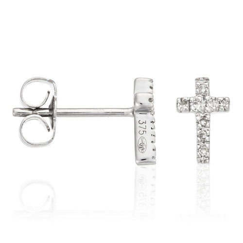 Boucles D'Oreilles "Jolie Croix" D0,05/16 - Or Blanc 375/1000