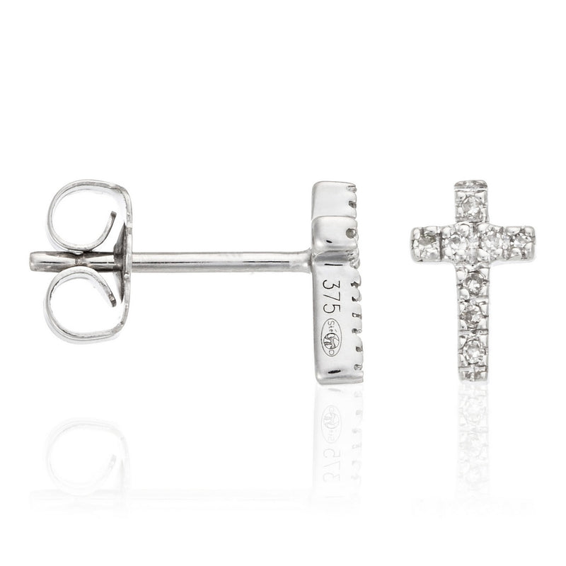 Boucles D'Oreilles "Jolie Croix" D0,05/16 - Or Blanc 375/1000