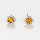 Boucles D'Oreilles"Popi"- Diamant: 0,05/16 Et Citrine 0,46/2