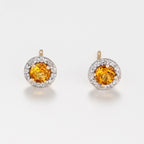 Boucles D'Oreilles"Popi"- Diamant: 0,05/16 Et Citrine 0,46/2