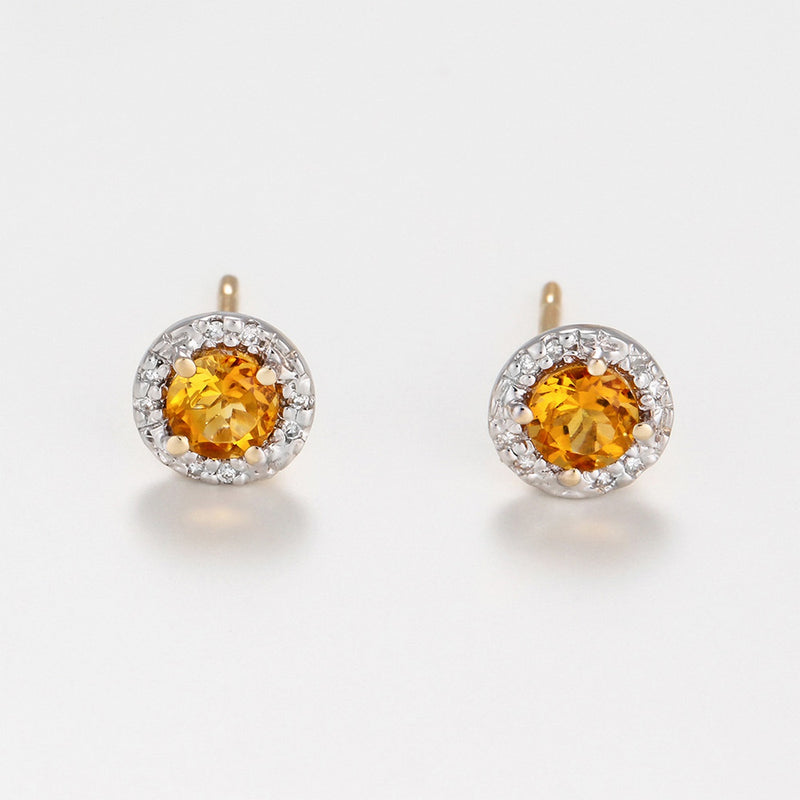 Popi Earrings - D0,05/16 And Citrine 0,46/2 - Yellow Gold 375/1000