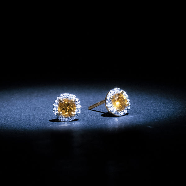 "Popi" Earrings - D0.05/16 and Citrine 0.46/2 - 375/1000 Yellow Gold
