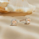 Boucles D'Oreilles "Popi" Diamants 0,05Ct/16 Quartz Rose:0,46Ct/2 - Or Rose