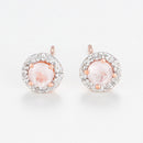 Boucles D'Oreilles "Popi" Diamants 0,05Ct/16 Quartz Rose:0,46Ct/2 - Or Rose