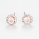 Boucles D'Oreilles "Popi" D0,05Ct/16 Quartz Rose:0,46Ct/2 - Or Rose 375/1000