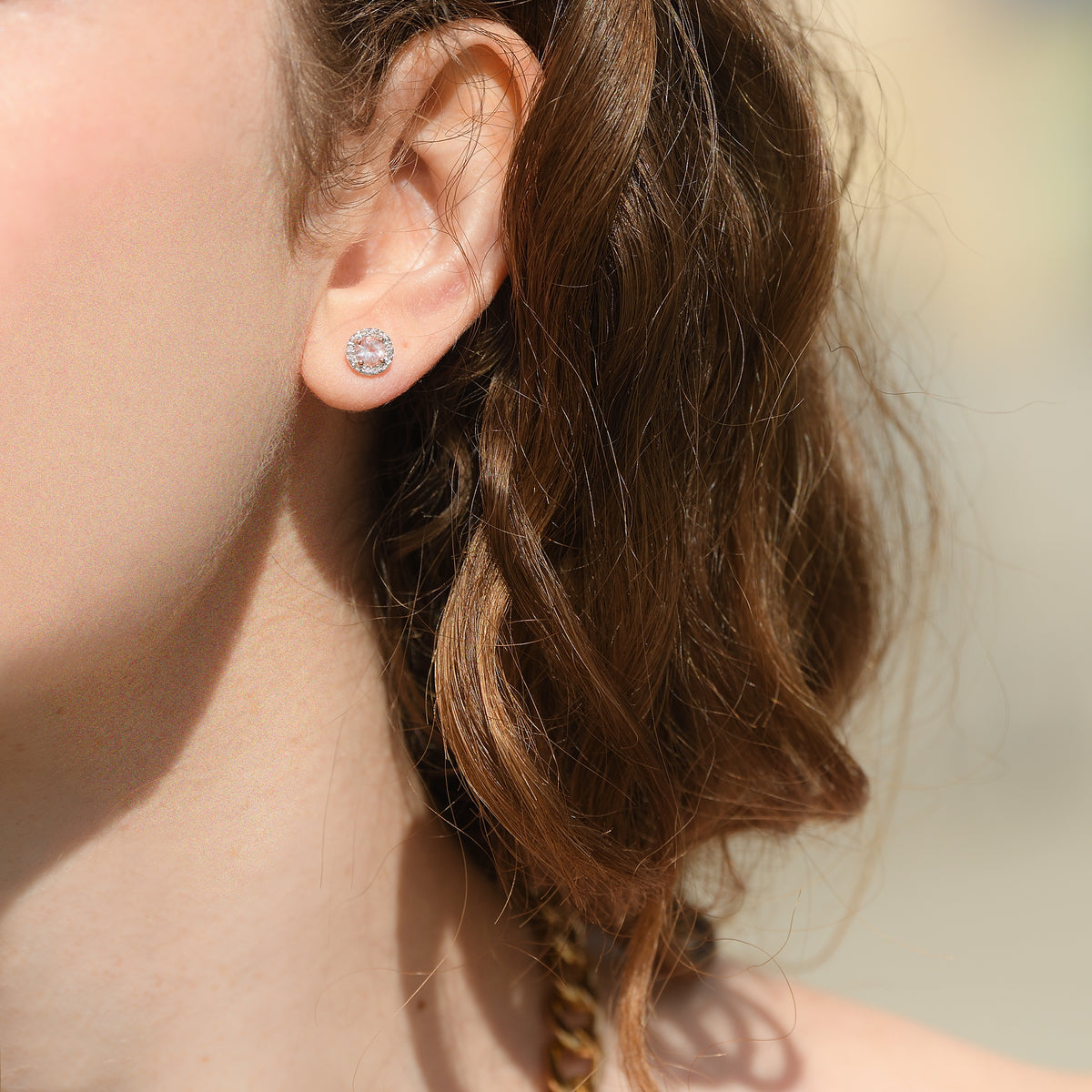 Boucles D'Oreilles "Popi" Diamants 0,05Ct/16 Quartz Rose:0,46Ct/2